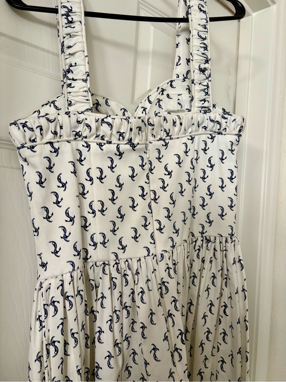 Unique Vintage White  Sundress with Navy Anchor Print - Picture 5 of 7